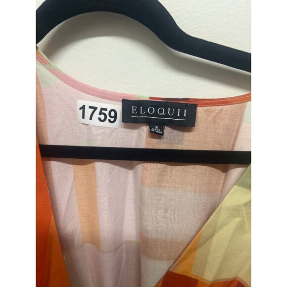 Geometric Print Puff Sleeve Maxi Dress With Belt By Eloquii - Picture 9 of 9